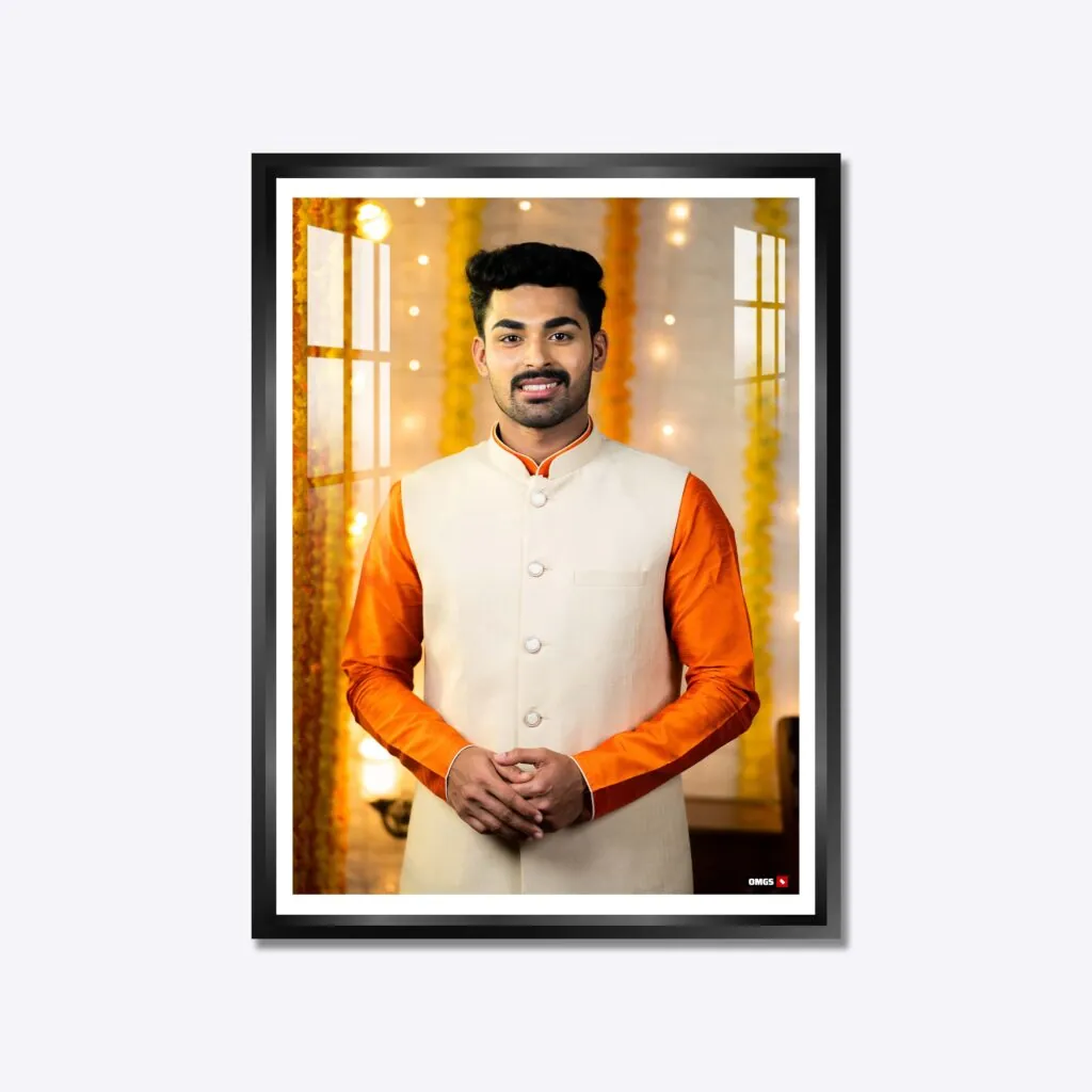 Aluminium Framed Acrylic Photo - Portrait Black / White Inner