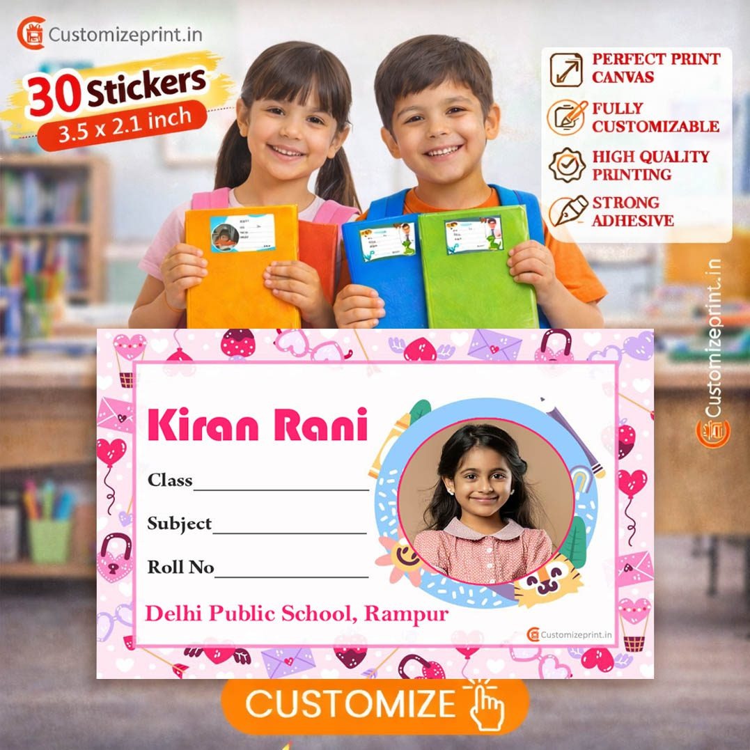 Personalized 30 pcs School Notebook Name Stickers D-11